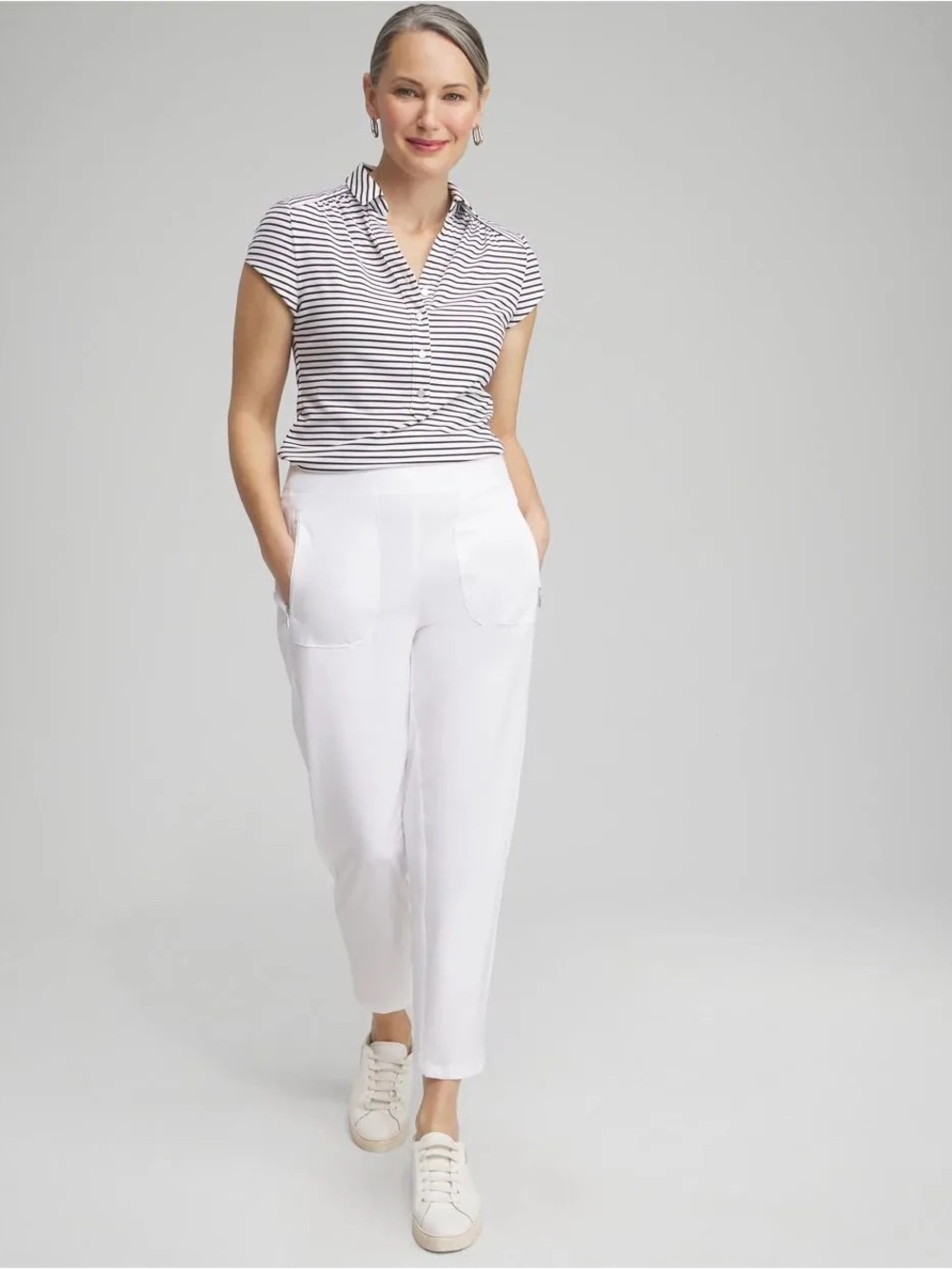 NWT Chico's Zenergy UPF Ribbed Side Ankle Pants~White